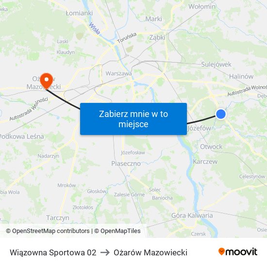 Wiązowna Sportowa 02 to Ożarów Mazowiecki map