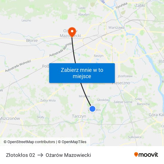 Złotokłos 02 to Ożarów Mazowiecki map