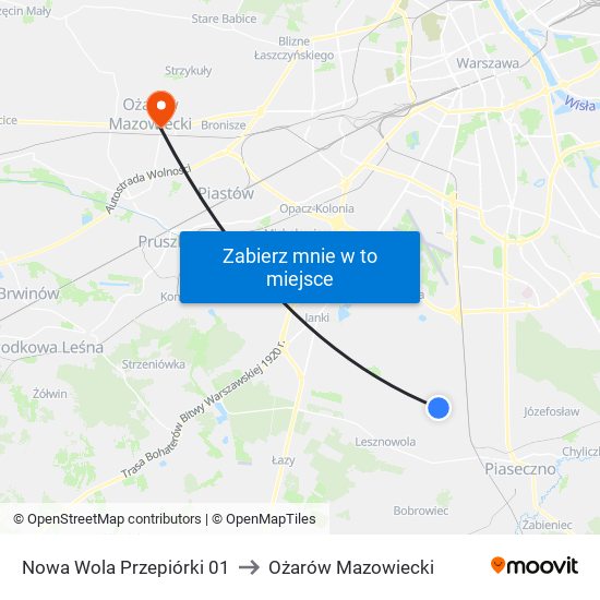 Nowa Wola Przepiórki 01 to Ożarów Mazowiecki map