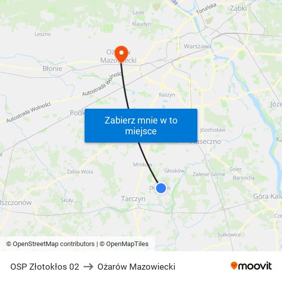 OSP Złotokłos to Ożarów Mazowiecki map