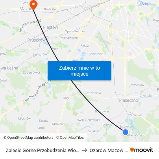 Zalesie Górne Przebudzenia Wiosny to Ożarów Mazowiecki map