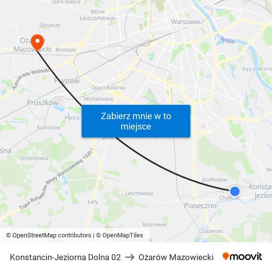 Konstancin-Jeziorna Dolna 02 to Ożarów Mazowiecki map