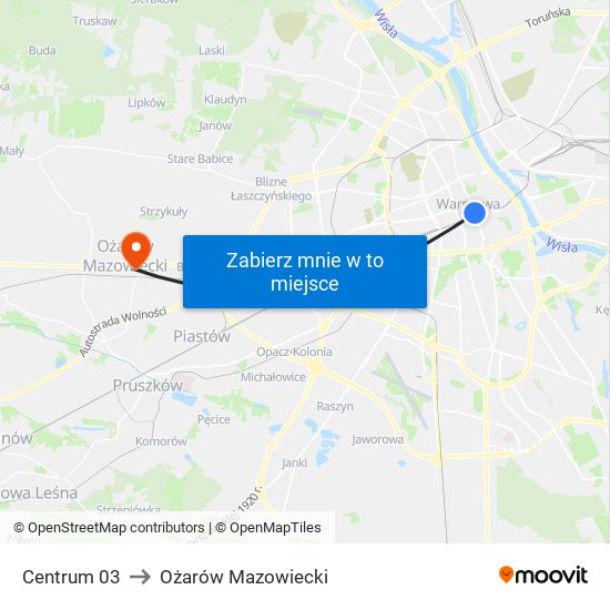 Centrum 03 to Ożarów Mazowiecki map