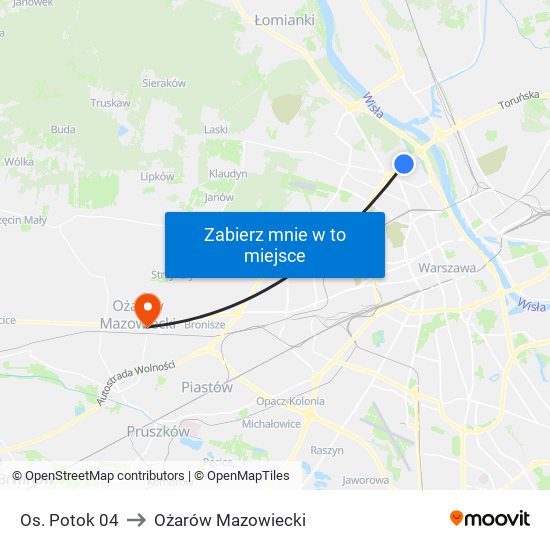 Os. Potok 04 to Ożarów Mazowiecki map