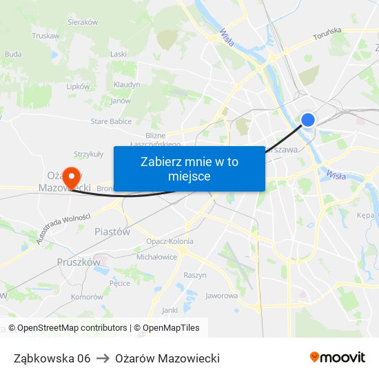 Ząbkowska 06 to Ożarów Mazowiecki map