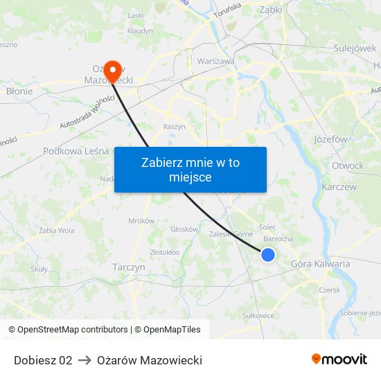 Dobiesz 02 to Ożarów Mazowiecki map