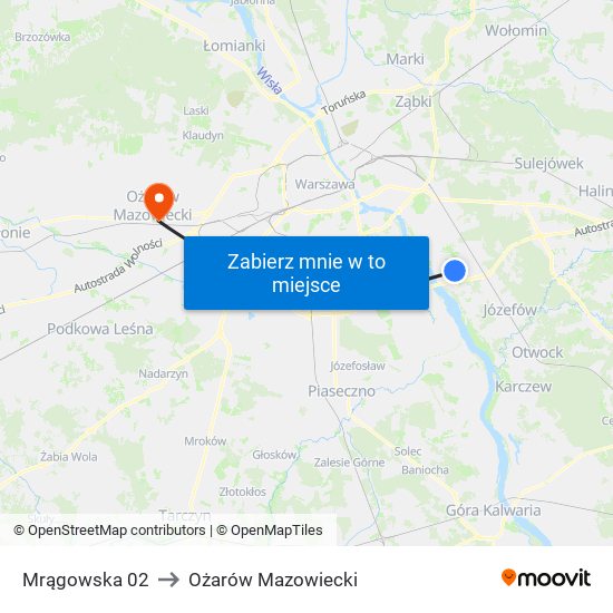 Mrągowska to Ożarów Mazowiecki map