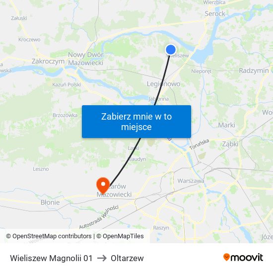 Wieliszew Magnolii 01 to Oltarzew map