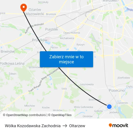 Wólka Kozodawska Zachodnia to Oltarzew map