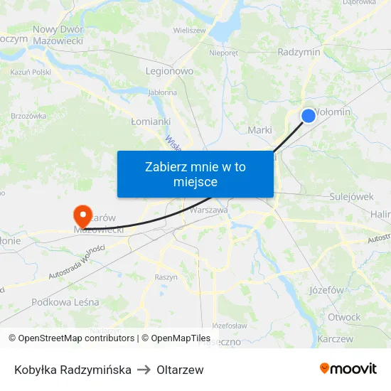 Kobyłka Radzymińska to Oltarzew map