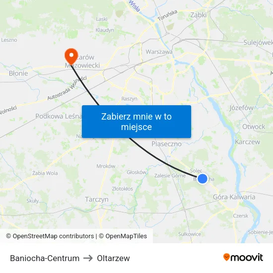 Baniocha - Centrum to Oltarzew map