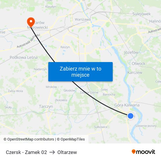 Czersk - Zamek 02 to Oltarzew map