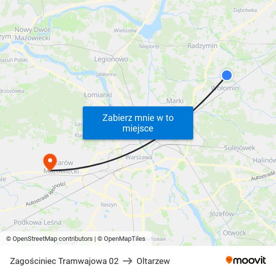 Zagościniec Tramwajowa 02 to Oltarzew map