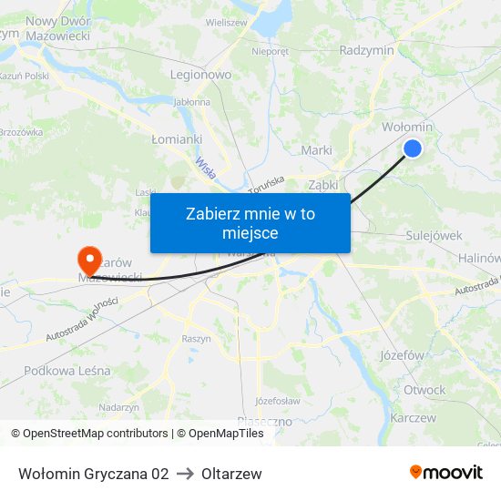 Wołomin Gryczana 02 to Oltarzew map