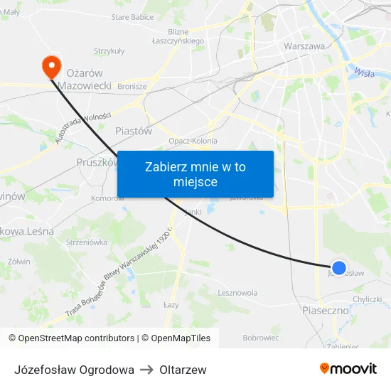 Józefosław Ogrodowa to Oltarzew map