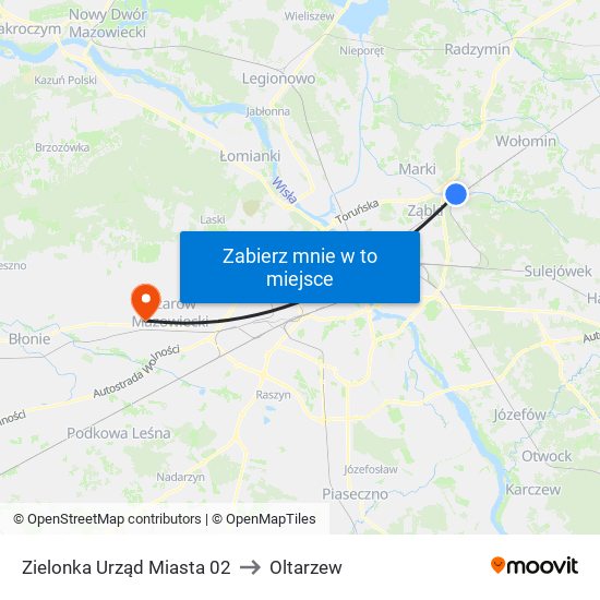 Zielonka Urząd Miasta 02 to Oltarzew map