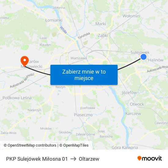 PKP Sulejówek Miłosna 01 to Oltarzew map