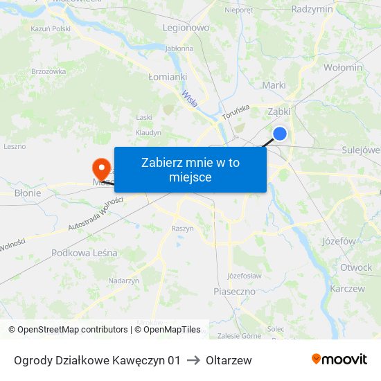 Ogrody Działkowe Kawęczyn 01 to Oltarzew map