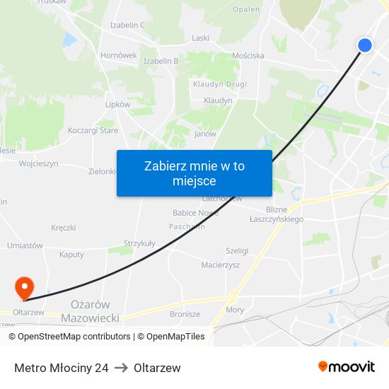 Metro Młociny 24 to Oltarzew map