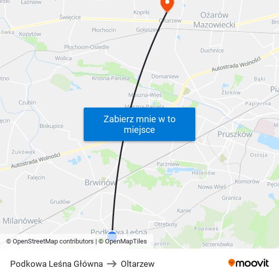 Podkowa Leśna Główna to Oltarzew map