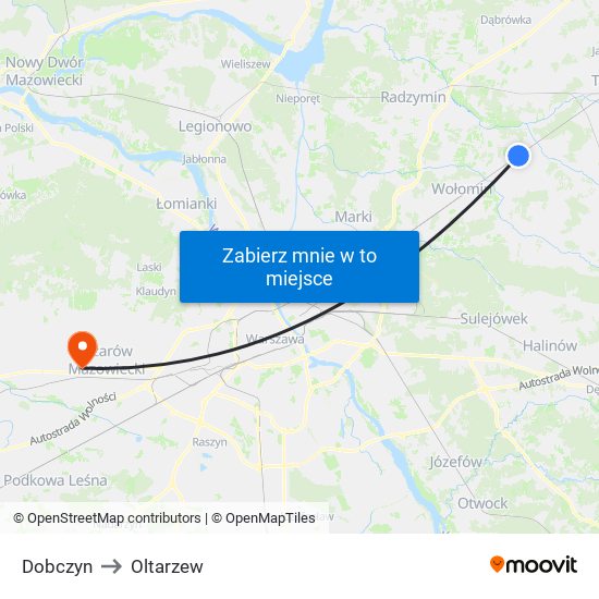 Dobczyn to Oltarzew map
