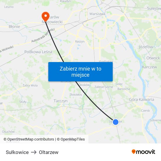 Sułkowice to Oltarzew map