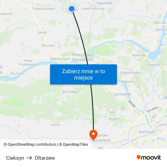 Cieksyn to Oltarzew map