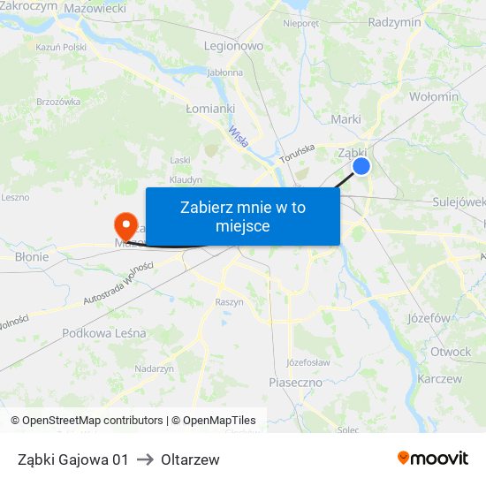 Ząbki Gajowa 01 to Oltarzew map