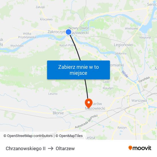 Chrzanowskiego II to Oltarzew map