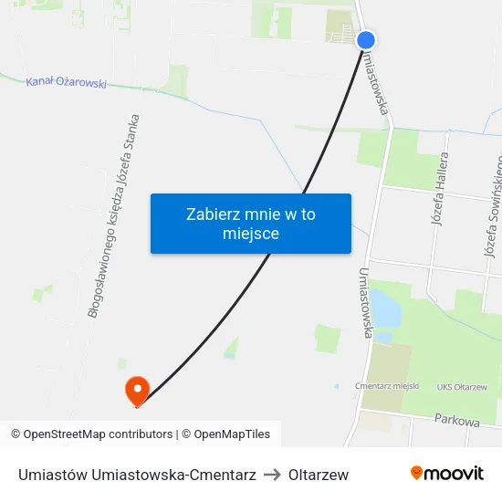 Umiastów Umiastowska - Cmentarz to Oltarzew map