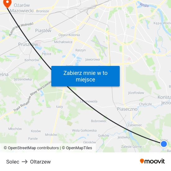 Solec to Oltarzew map