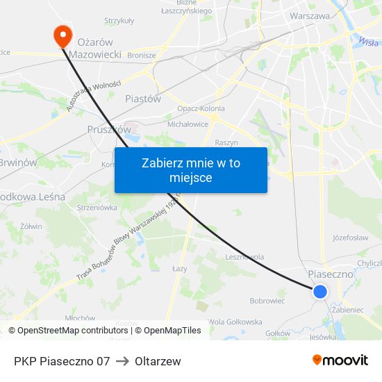 PKP Piaseczno 07 to Oltarzew map