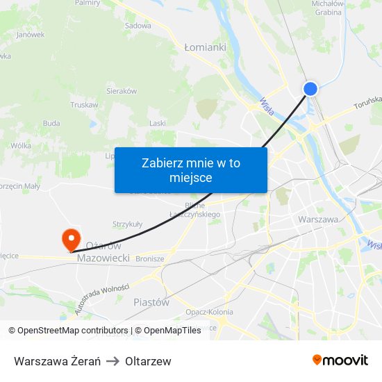 Warszawa Żerań to Oltarzew map