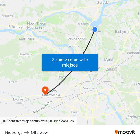 Nieporęt to Oltarzew map