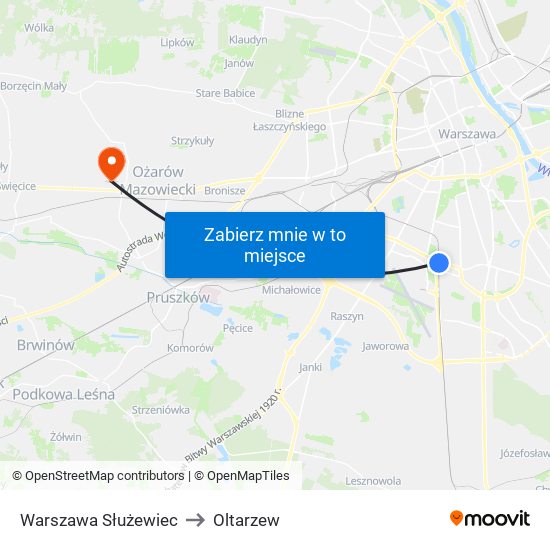 Warszawa Służewiec to Oltarzew map