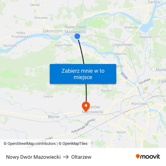 Nowy Dwór Mazowiecki to Oltarzew map