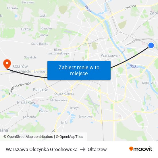 Warszawa Olszynka Grochowska to Oltarzew map