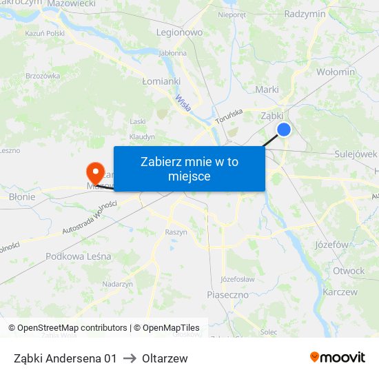 Ząbki Andersena 01 to Oltarzew map