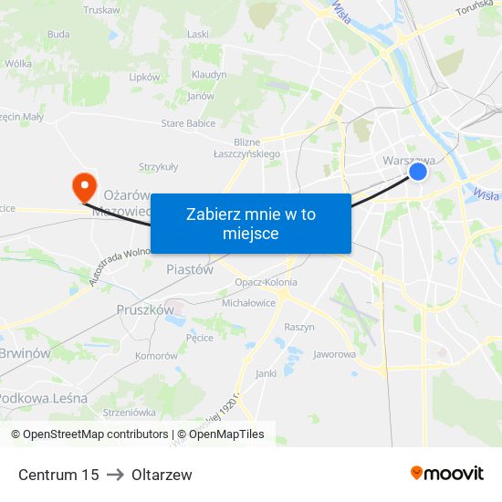 Centrum 15 to Oltarzew map
