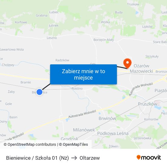 Bieniewice / Szkoła to Oltarzew map