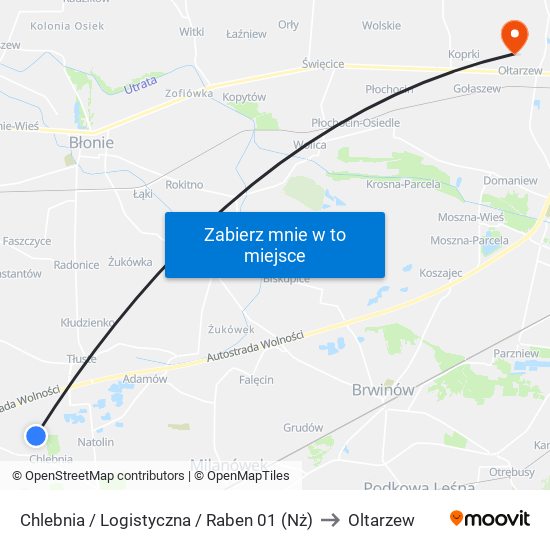 Chlebnia / Logistyczna / Raben (Nż) to Oltarzew map