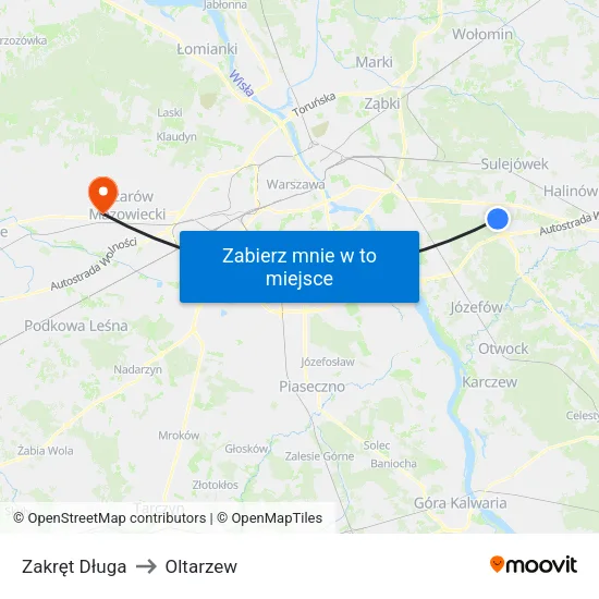 Zakręt Długa to Oltarzew map