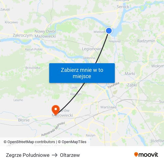 Zegrze Południowe to Oltarzew map