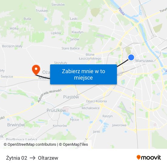 Żytnia to Oltarzew map