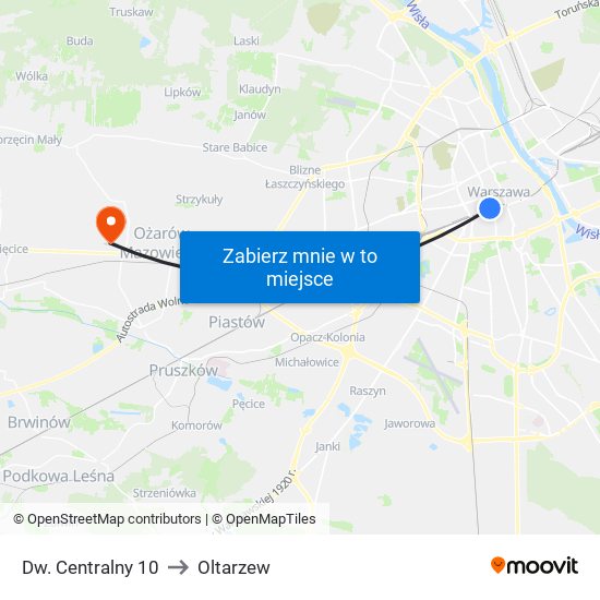 Dw. Centralny 10 to Oltarzew map
