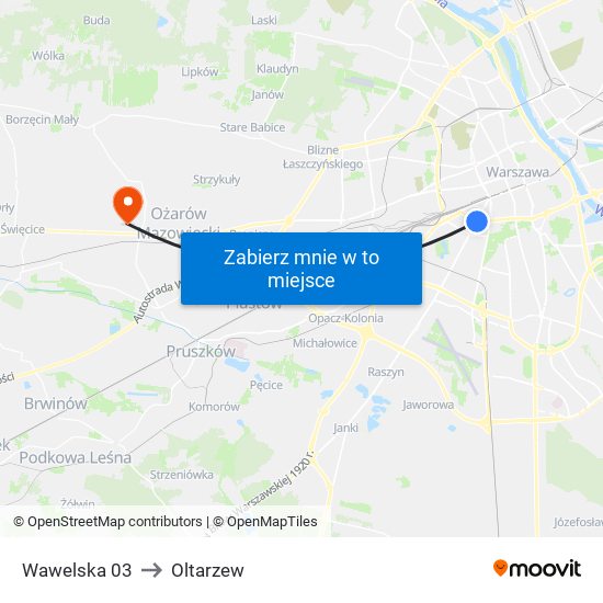 Wawelska 03 to Oltarzew map