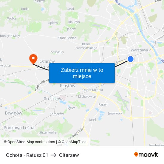 Ochota - Ratusz 01 to Oltarzew map