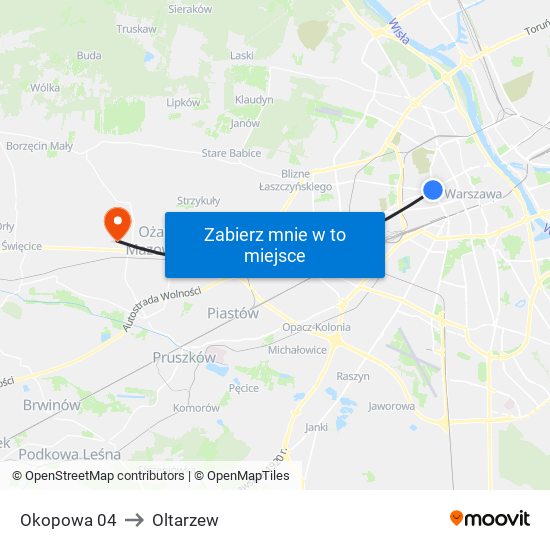 Okopowa 04 to Oltarzew map