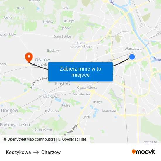 Koszykowa to Oltarzew map