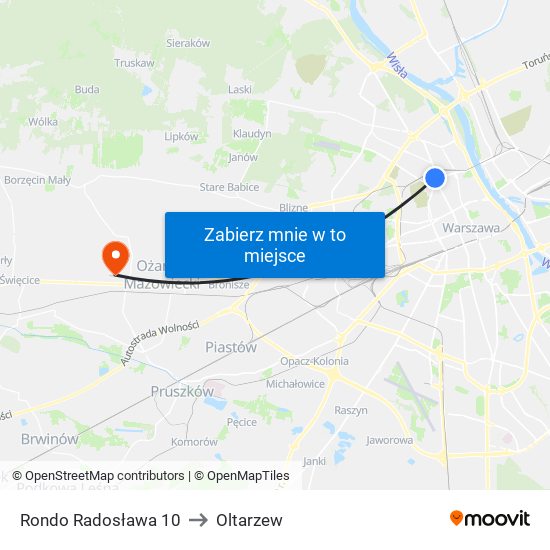 Rondo Radosława 10 to Oltarzew map